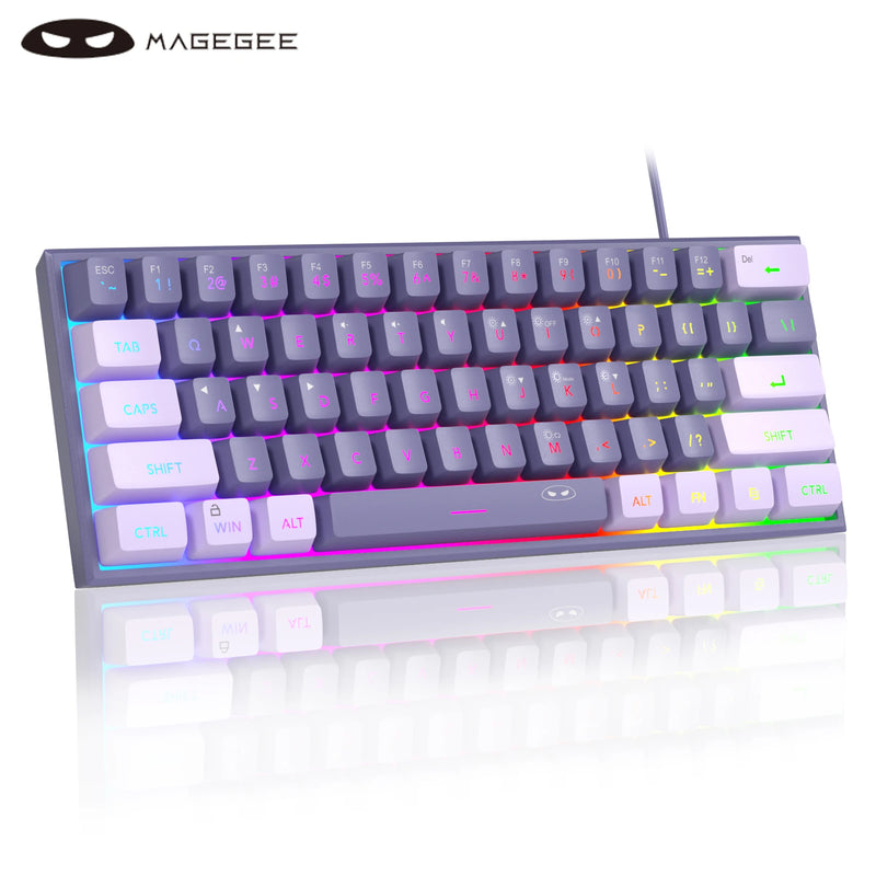 MageGee Mini 60% Gaming Keyboard, RGB Backlit 61 Key Ultra-Compact Keyboard, TS91 Ergonomic Waterproof Mechanical Feeling Office