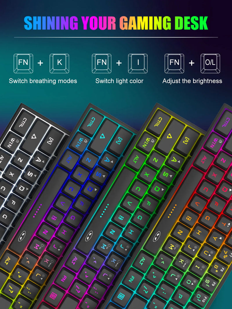 MageGee Mini 60% Gaming Keyboard, RGB Backlit 61 Key Ultra-Compact Keyboard, TS91 Ergonomic Waterproof Mechanical Feeling Office