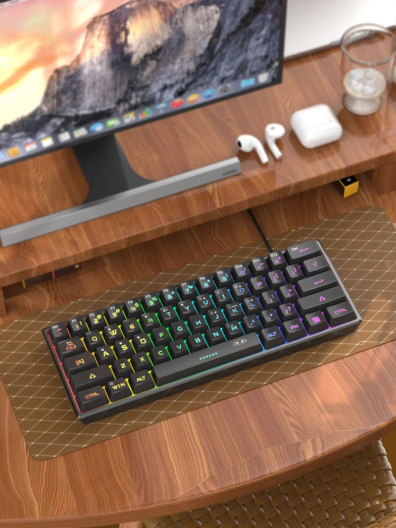 MageGee Mini 60% Gaming Keyboard, RGB Backlit 61 Key Ultra-Compact Keyboard, TS91 Ergonomic Waterproof Mechanical Feeling Office