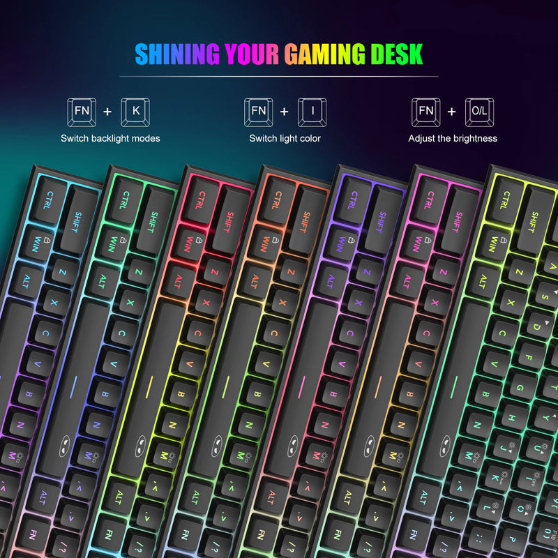 MageGee Mini 60% Gaming Keyboard, RGB Backlit 61 Key Ultra-Compact Keyboard, TS91 Ergonomic Waterproof Mechanical Feeling Office