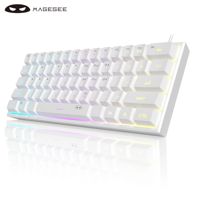 MageGee Mini 60% Gaming Keyboard, RGB Backlit 61 Key Ultra-Compact Keyboard, TS91 Ergonomic Waterproof Mechanical Feeling Office