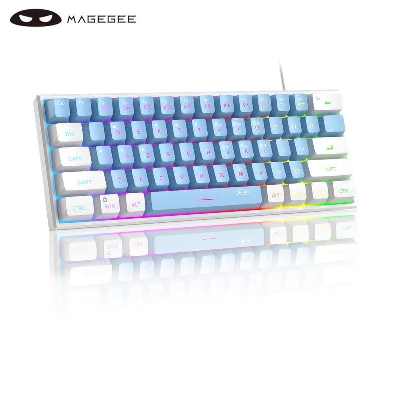 MageGee Mini 60% Gaming Keyboard, RGB Backlit 61 Key Ultra-Compact Keyboard, TS91 Ergonomic Waterproof Mechanical Feeling Office