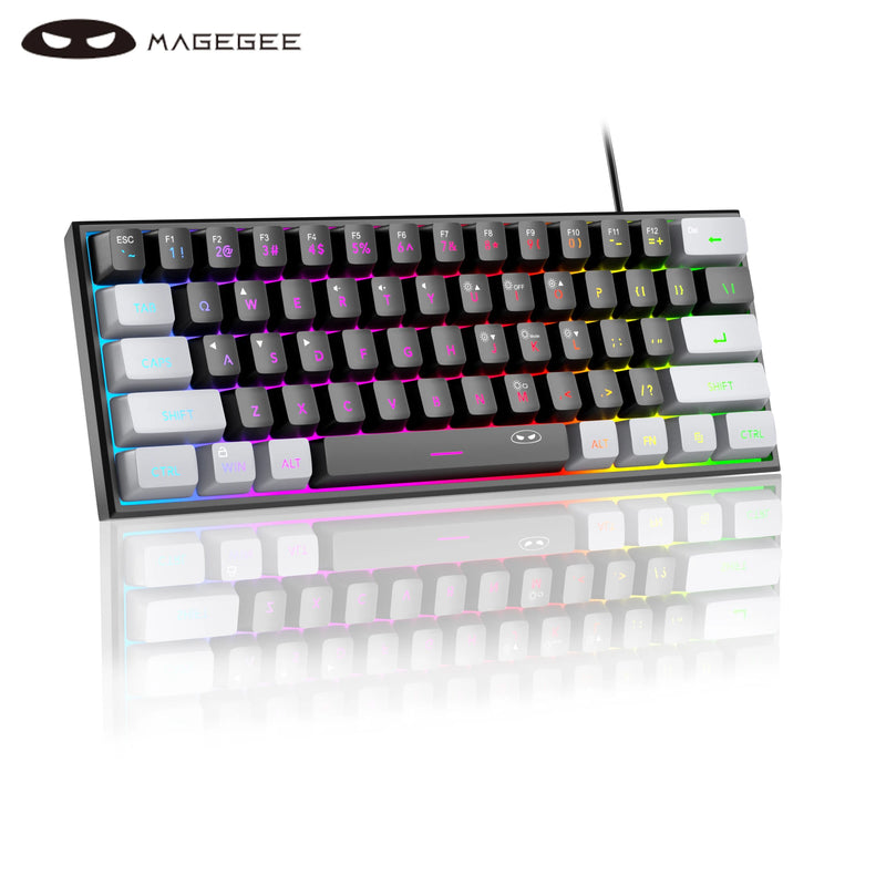 MageGee Mini 60% Gaming Keyboard, RGB Backlit 61 Key Ultra-Compact Keyboard, TS91 Ergonomic Waterproof Mechanical Feeling Office